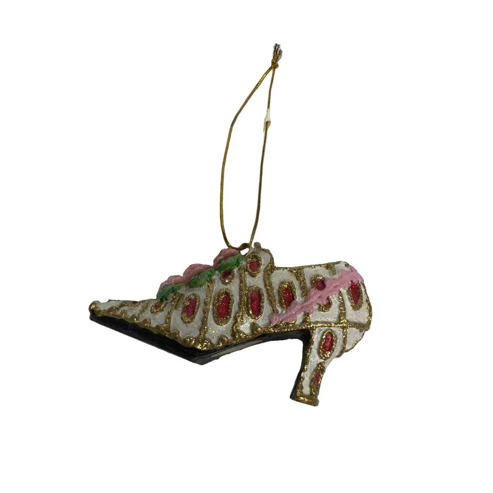 Victorian Rococo Style Ornament Ornate Shoe Resin Embellished Sparkly Christmas